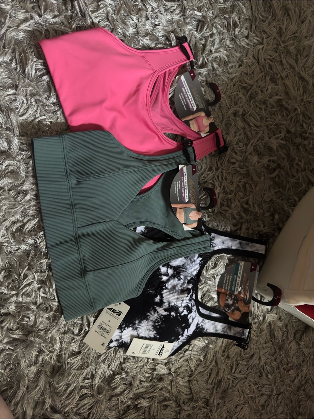 Avia Black ,green and Hot Pink Double Scoop Sports Bra